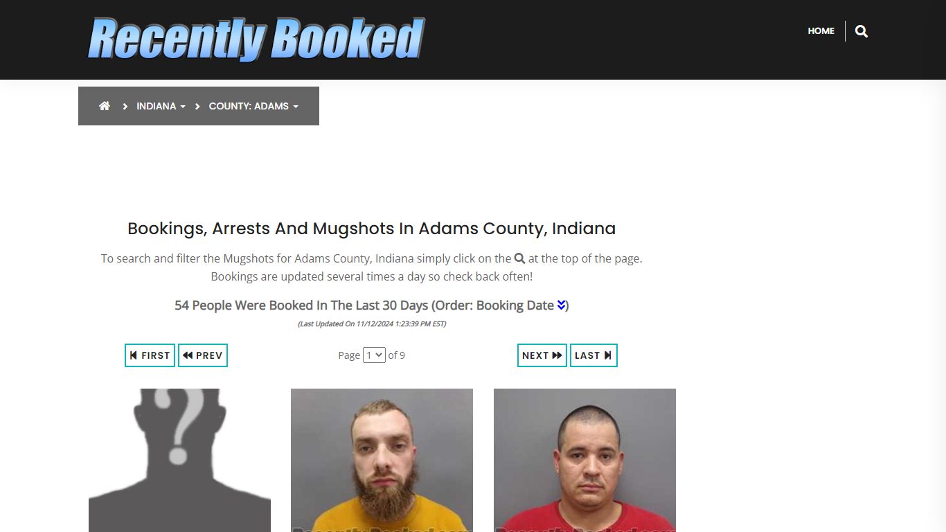 Bookings, Arrests and Mugshots in Adams County, Indiana - Recently Booked