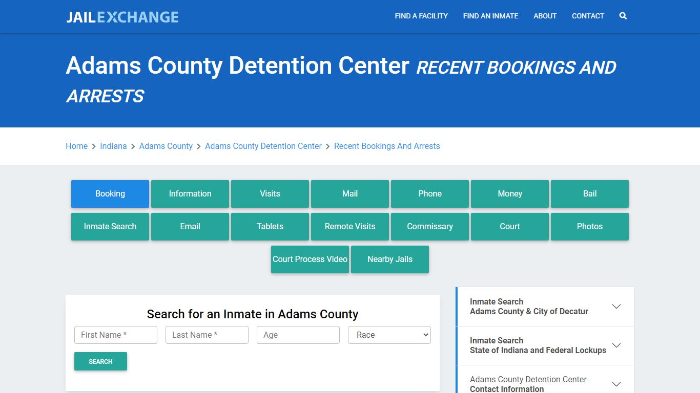 Adams County Detention Center Recent Bookings And Arrests - Jail Exchange